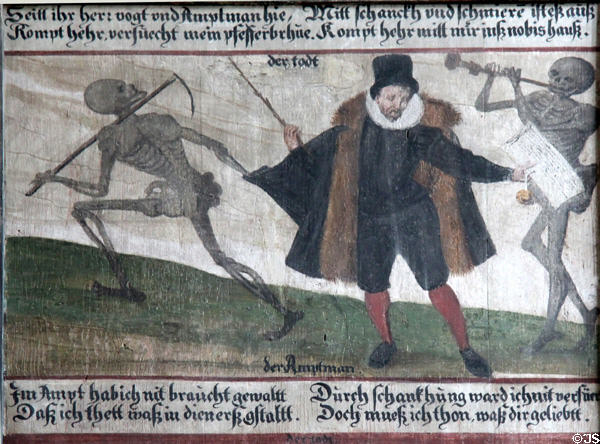 Amptman panel from Dance of Death series at Museum of City of Füssen. Füssen, Germany.