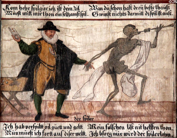 Gambler panel from Dance of Death series at Museum of City of Füssen. Füssen, Germany.