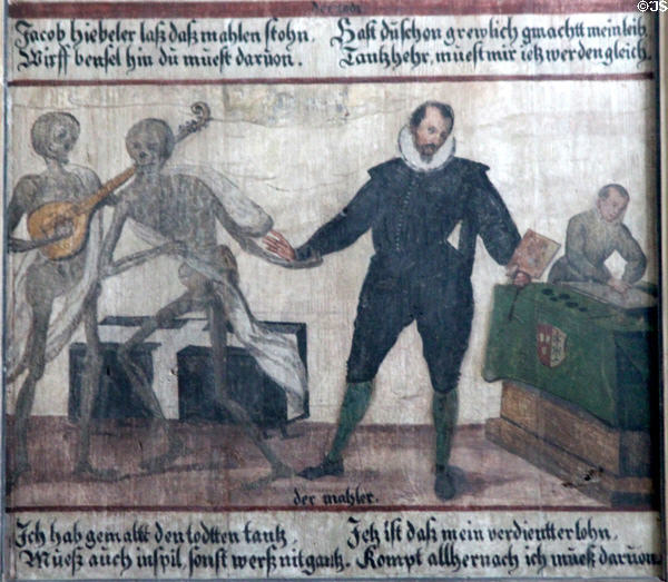 Painter panel from Dance of Death series at Museum of City of Füssen. Füssen, Germany.