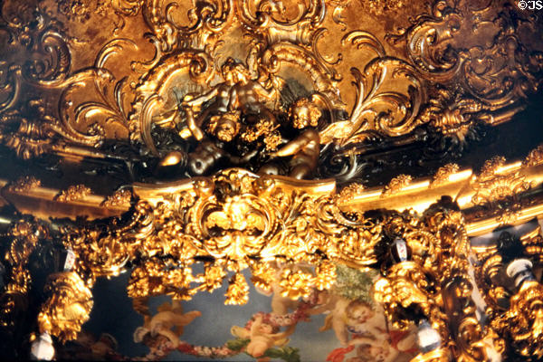 Decorative interior of Linderhof Castle. Ettal, Germany.