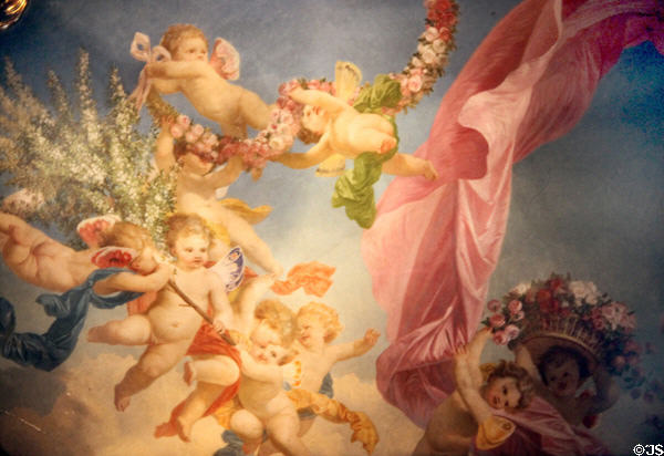 Mural of cupids inside Linderhof Castle. Ettal, Germany.