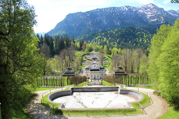 Linderhof Castle park designed to take advantage of natural slope of valley. Ettal, Germany.