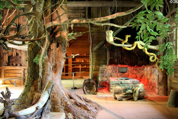 Room modeled on Hunding's dwelling from Act 1 of Opera Walküre, at Linderhof Castle. Ettal, Germany.