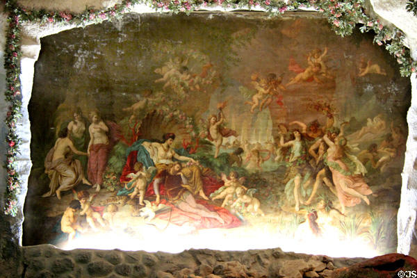 Painting of Venusberg scene from Wagner's Tannhäuser at Linderhof Castle. Ettal, Germany.