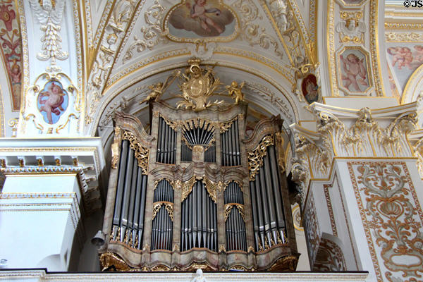 Organ in St. Lorenz Basilica. Kempten, Germany.