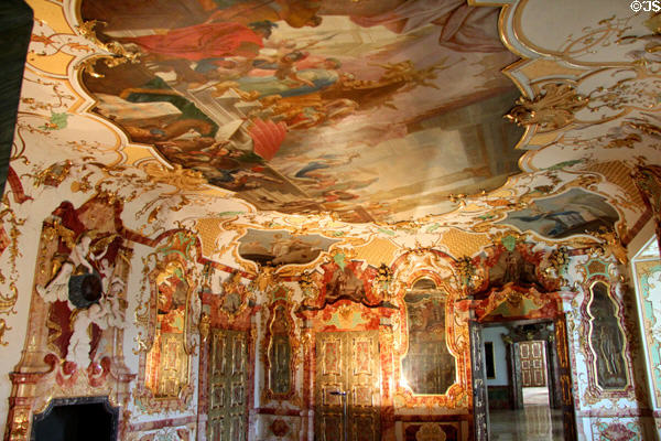 Living quarters room, decorated in baroque fashion at Kempten Residenz. Kempten, Germany.