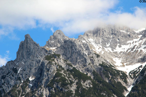 Alpine peaks viewed from Mittenwald area. Mittenwald, Germany.