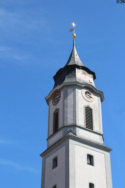 Tower of Notre Dame Cathedral on Market Square. Lindau im Bodensee, Germany. Architect: Johann Caspar Bagnato.