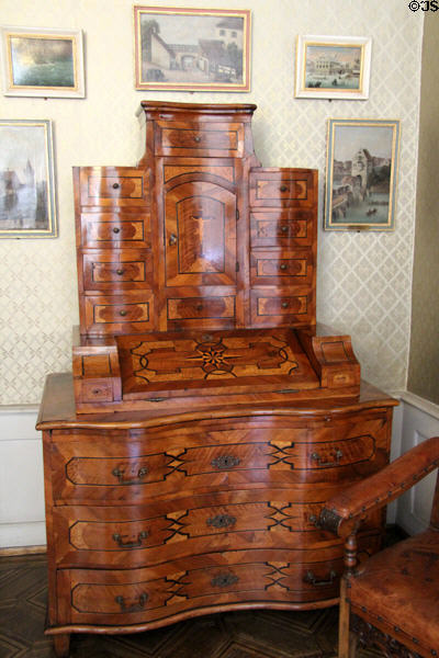 German inlaid chest of drawers at Lindau Municipal Museum. Lindau im Bodensee, Germany.
