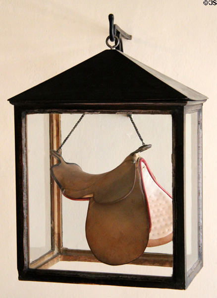 Square lamp with saddle-shaped insert at Lindau Municipal Museum. Lindau im Bodensee, Germany.