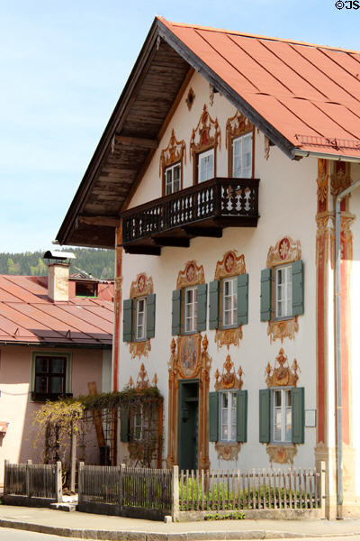 Residence with murals & wooden balcony. Oberammergau, Germany.