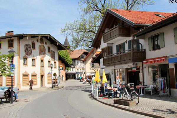 Local style buildings on main street. Oberammergau, Germany.