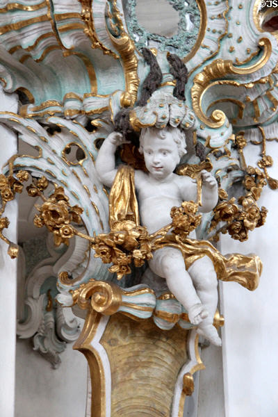 Baroque cherub at Wieskirche. Steingaden, Germany.