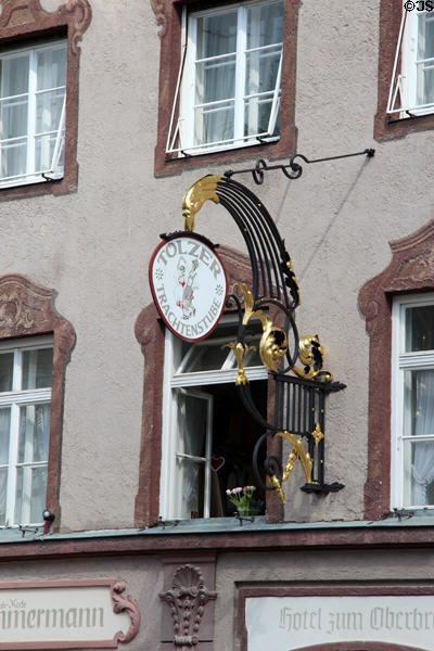 Restaurant sign on Marktstraße. Bad Tölz, Germany.
