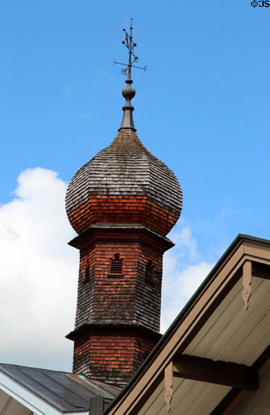 Domed tower over Marktstraße. Bad Tölz, Germany.