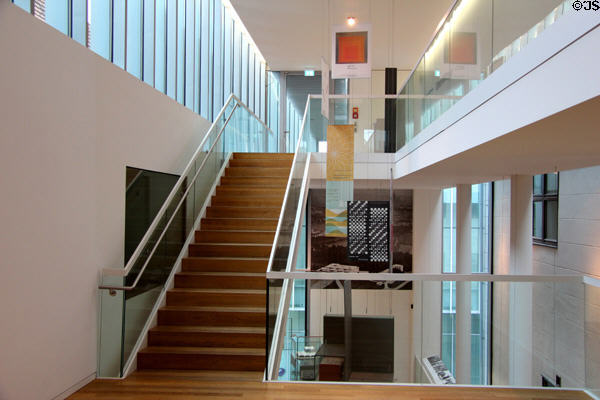 Stairway leading to higher level at Ulmer Museum. Ulm, Germany.