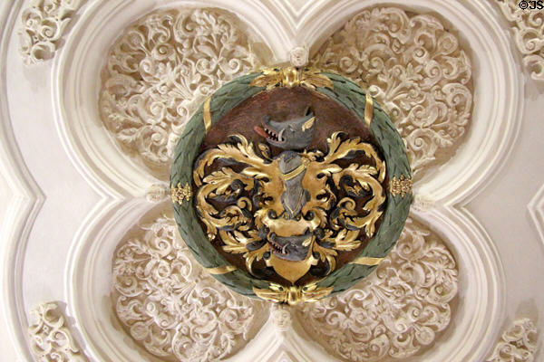 Carved ceiling coat of arms (16thC) at Ulmer Museum. Ulm, Germany.