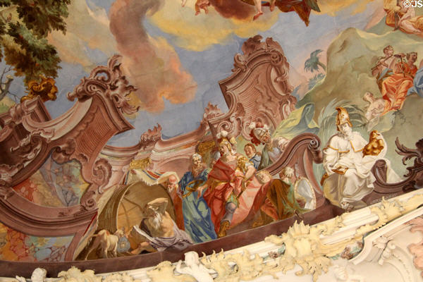 Detail of ceiling fresco in library of Kloster Wiblingen. Ulm, Germany.