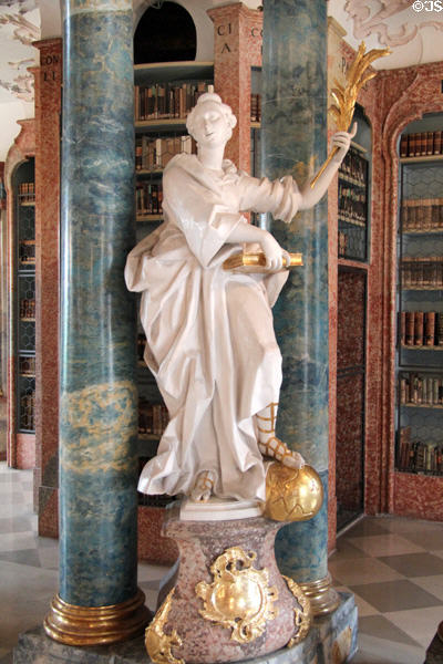 One of the statues depicting academic & religious virtues in library at Kloster Wiblingen. Ulm, Germany.