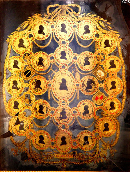 Silhouettes of Wiblingen monks panel (c1800) by Father Michael Braig at museum of Kloster Wiblingen. Ulm, Germany.