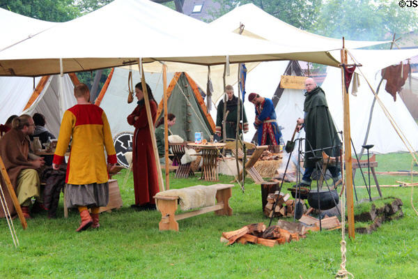 Participants in medieval reenactment on grounds of Kloster Wiblingen. Ulm, Germany.