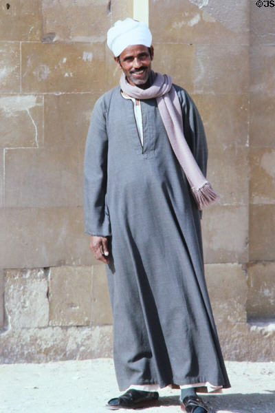 Attendant guard at pyramid at Saqqara. Egypt.