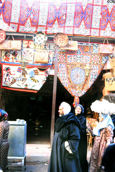 Embroidered fabric souvenir shop in market in Cairo. Egypt.