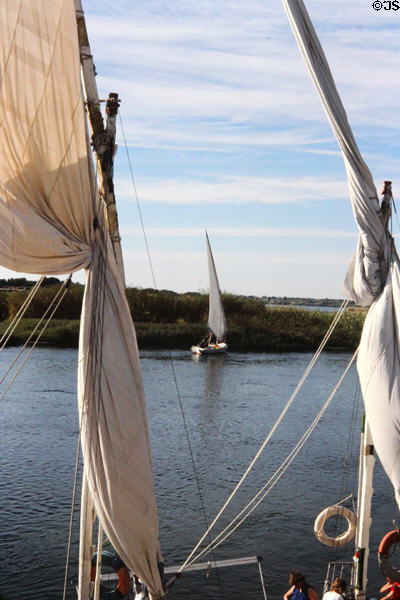 Sailing boats on Nile River at Kom Ombo. Egypt.