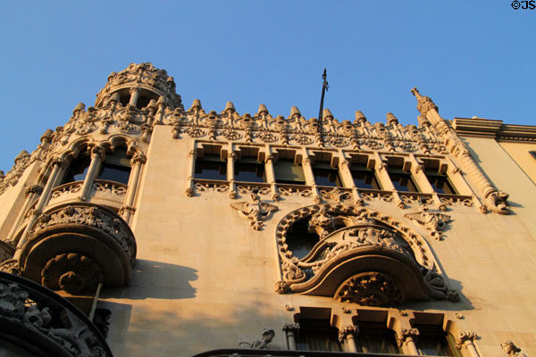 Facade of Casa Lleó Morera with projecting balconies. Barcelona, Spain.