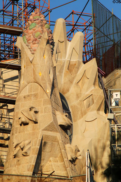Finial design atop Sagrada Familia. Barcelona, Spain.
