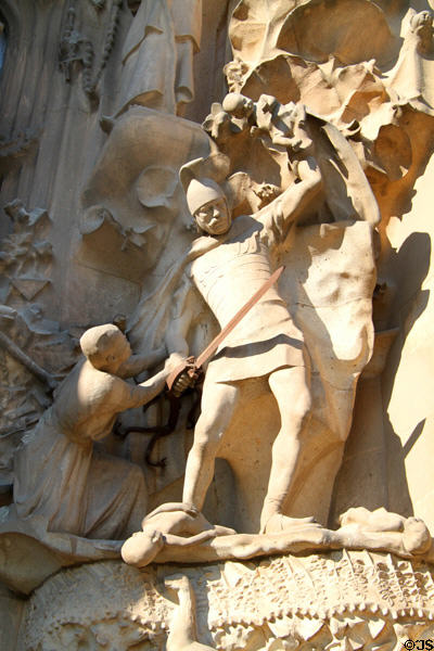 Slaughter of Innocents on Nativity Facade at Sagrada Familia. Barcelona, Spain.