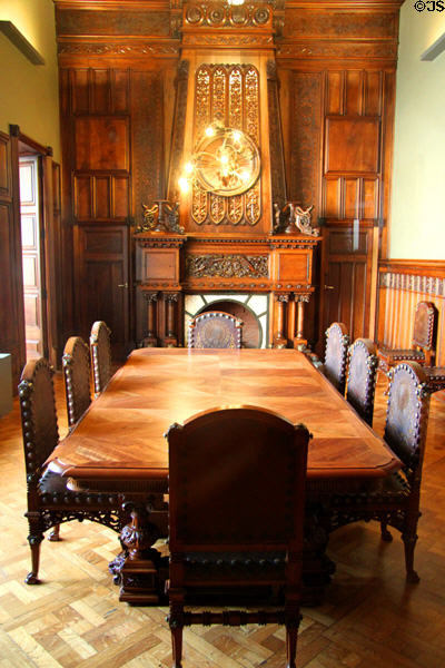 Dining room in rear hall at Palau Güell. Barcelona, Spain.