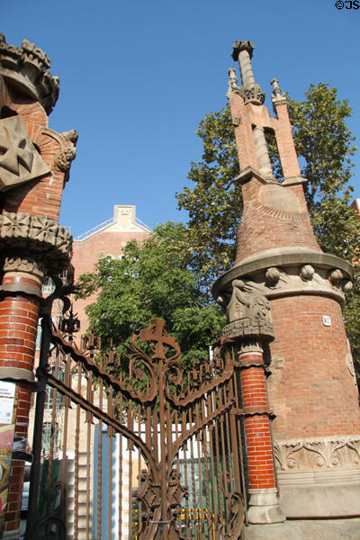 Modernista gates at Hospital de Sant Pau. Barcelona, Spain.