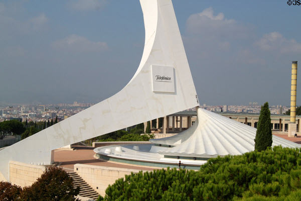 Detail of base of Calatrava's Olympic Tower of 1992 Olympic Games. Barcelona, Spain.