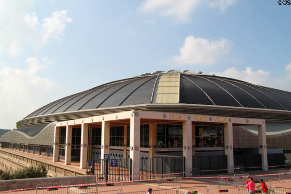 Palau Sant Jordi (1990) on Montjuïc summit Olympic plaza. Barcelona, Spain. Architect: Arata Isozaki.