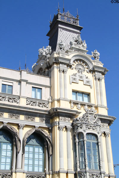 Corner tower of Port de Barcelona building. Barcelona, Spain.
