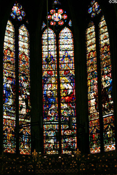 Stained-glass windows from ambulatory of Cathedral. Metz, France.