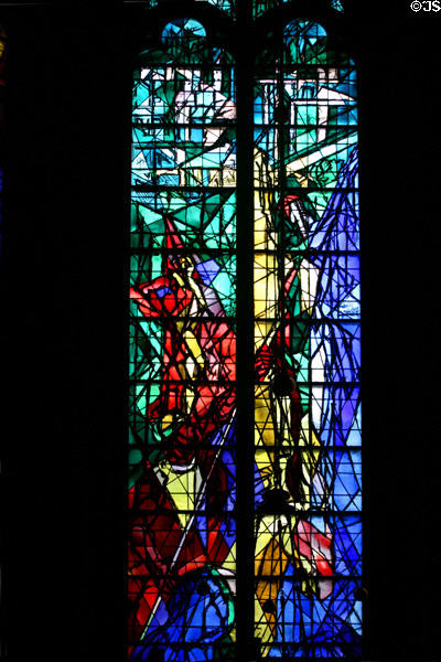 Detail of Jacques Simon stained-glass windows in Cathedral. Metz, France.