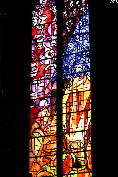 Detail of Jacques Simon stained-glass windows in Cathedral. Metz, France.