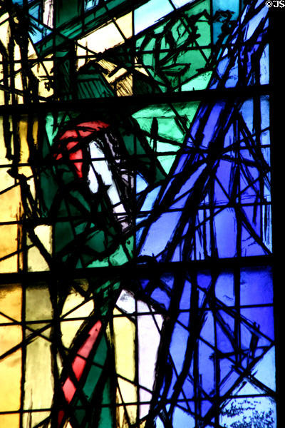 Detail of Jacques Simon stained-glass windows in Cathedral. Metz, France.