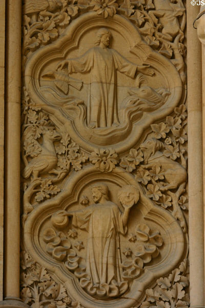 Relief of God creating seas & heaven on Cathedral. Metz, France.