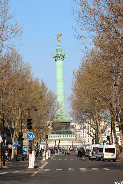 Approach to July Column at Place de la Bastille. Paris, France.