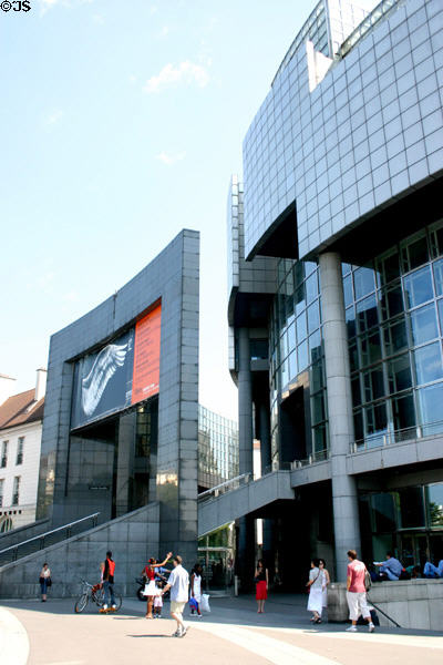 Front entrance facade of Bastille Opera House. Paris, France.