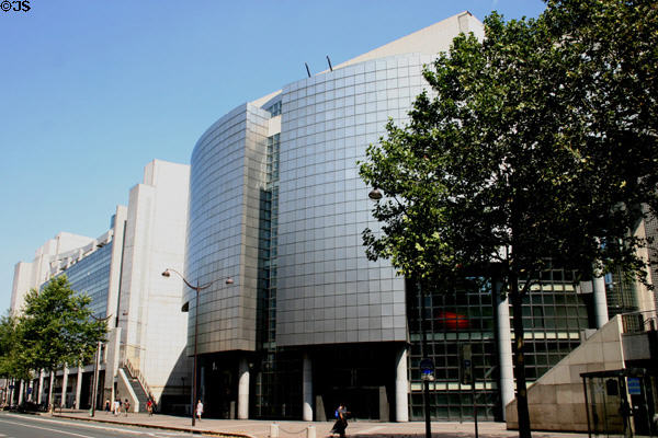 Curved facade of Bastille Opera House. Paris, France.