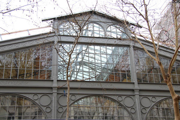 Le Carreau du Temple glass & metal covered market (1863) (2 Rue Perrée) around corner from Square du Temple. Paris, France.