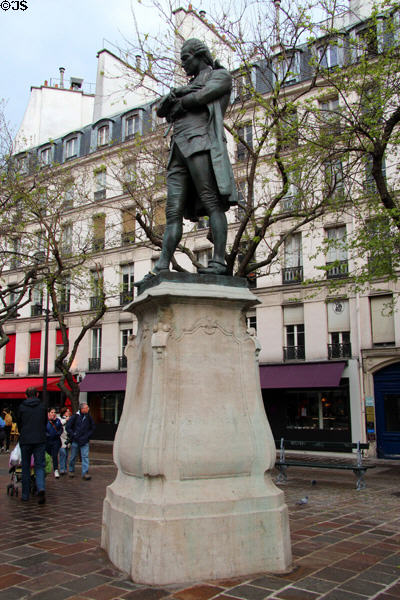 Pierre-Augustin Caron de Beaumarchais 1732-99 monument (8 Rue Saint-Antoine). Paris, France.