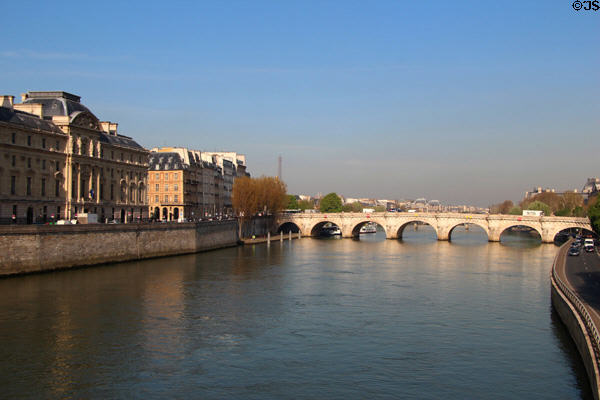 Supreme Court Cour de Cassation - Caserne & Pont Neuf over Seine. Paris, France.