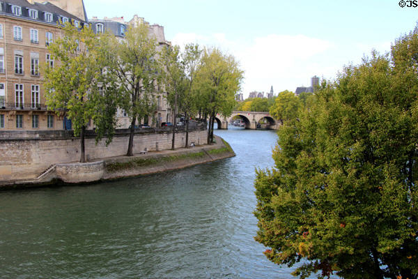 River Seine flows north of Île St Louis. Paris, France.