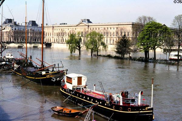 Flooding of River Seine at Louvre. Paris, France.