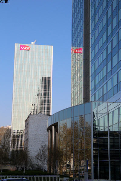 Modern office buildings along Seine near Gare de Lyon. Paris, France.